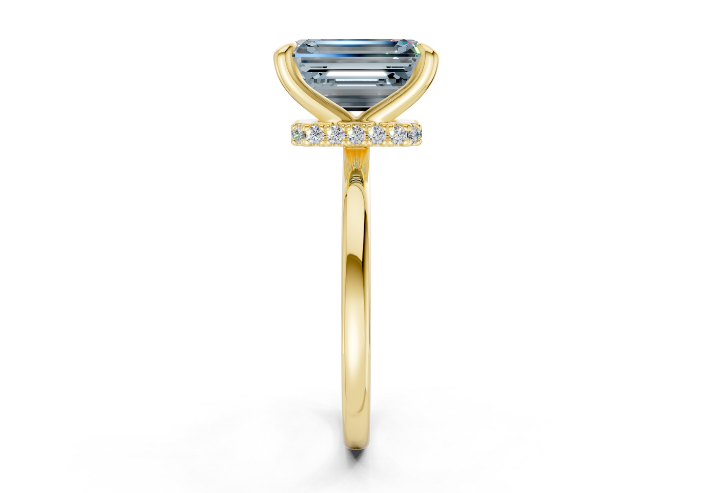 Seraphina Blue Diamond Solitaire Emerald Cut 1.8mm Engagement Ring