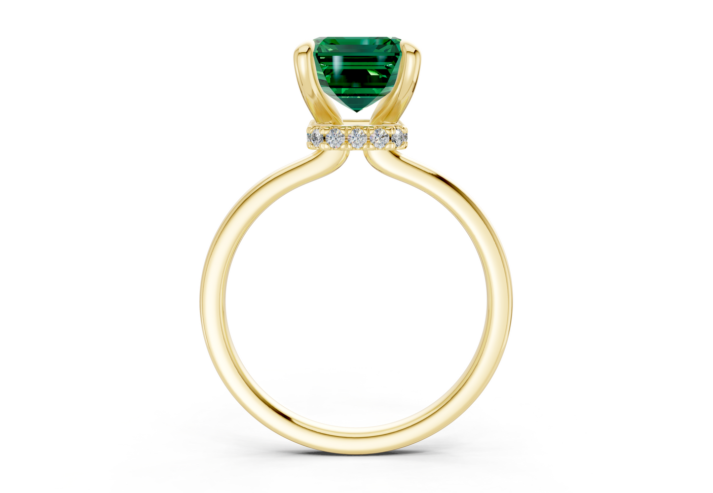 Seraphina Emerald Gemstone Solitaire Emerald Cut 1.8mm Engagement Ring