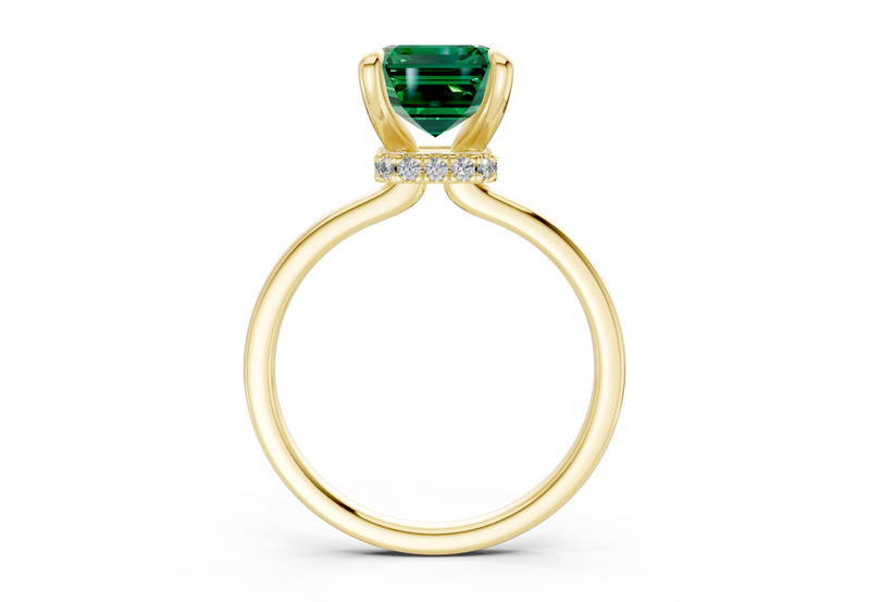 Seraphina Emerald Gemstone Solitaire Emerald Cut 1.8mm Engagement Ring