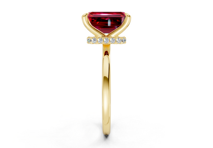 Seraphina Ruby Gemstone Solitaire Emerald Cut 1.8mm Engagement Ring