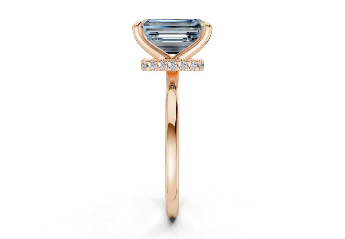 Seraphina Blue Diamond Solitaire Emerald Cut 1.8mm Engagement Ring