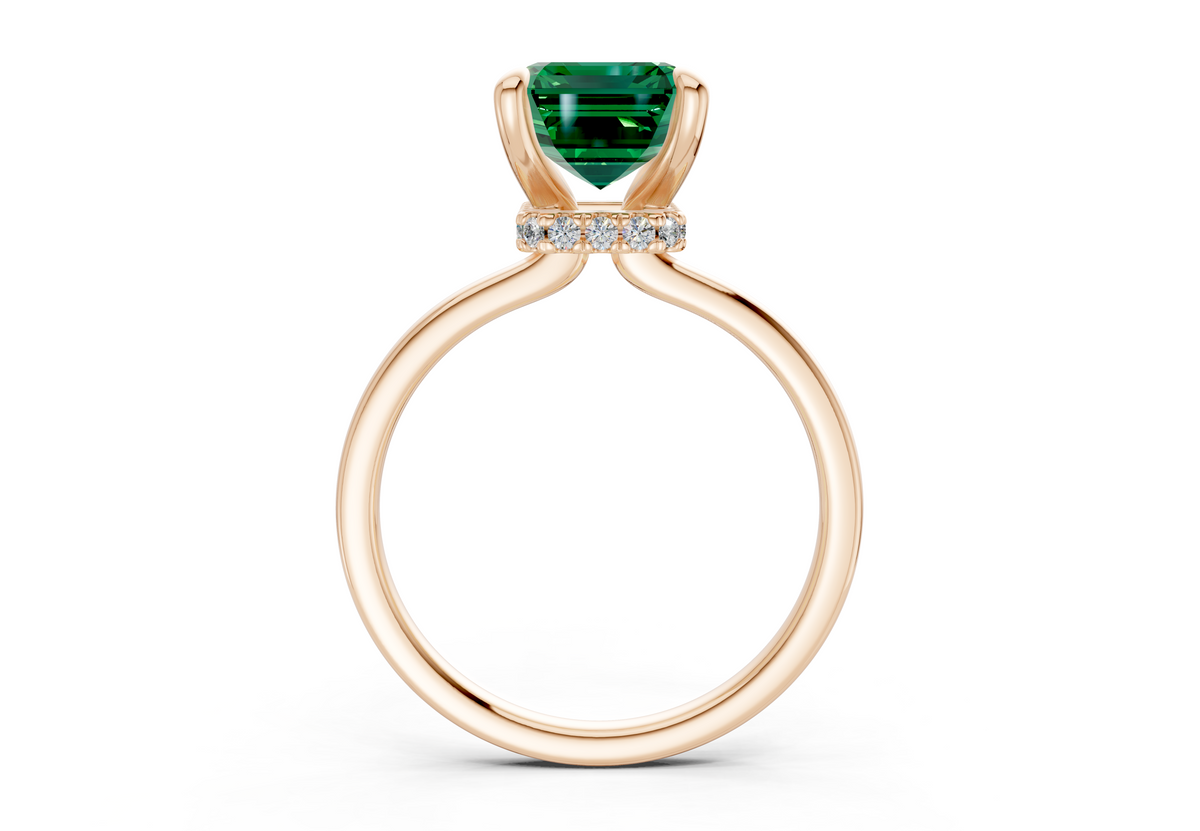Seraphina Emerald Gemstone Solitaire Emerald Cut 1.8mm Engagement Ring