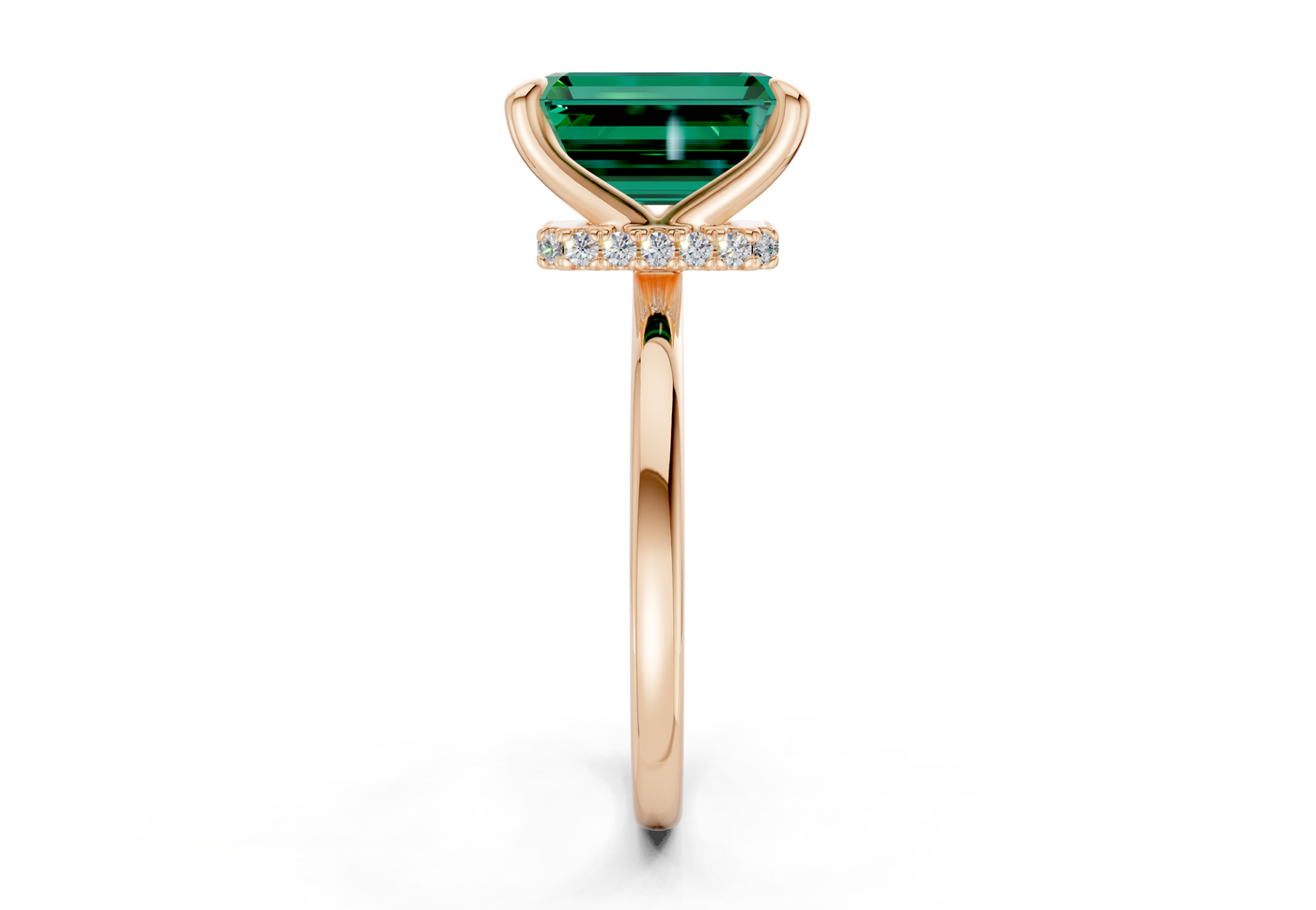 Seraphina Emerald Gemstone Solitaire Emerald Cut 1.8mm Engagement Ring