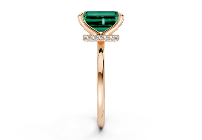Seraphina Emerald Gemstone Solitaire Emerald Cut 1.8mm Engagement Ring