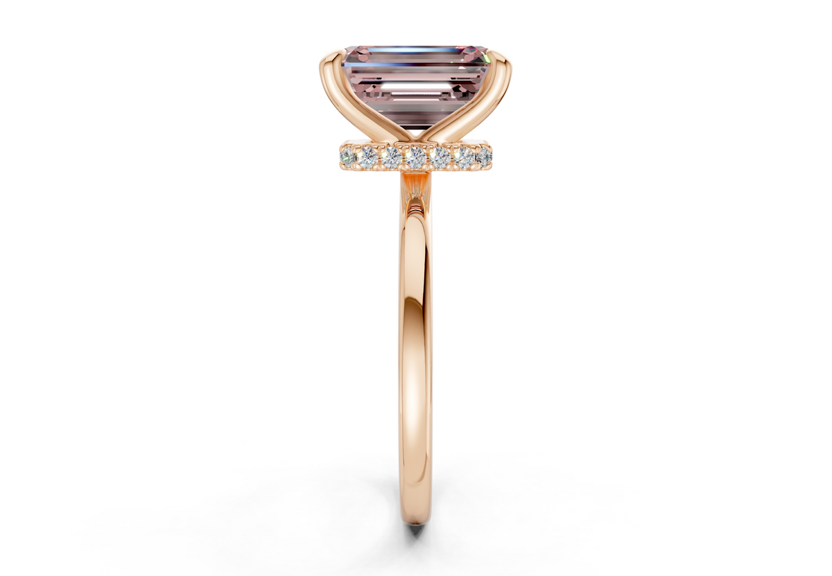 Seraphina Pink Diamond Solitaire Emerald Cut 1.8mm Engagement Ring