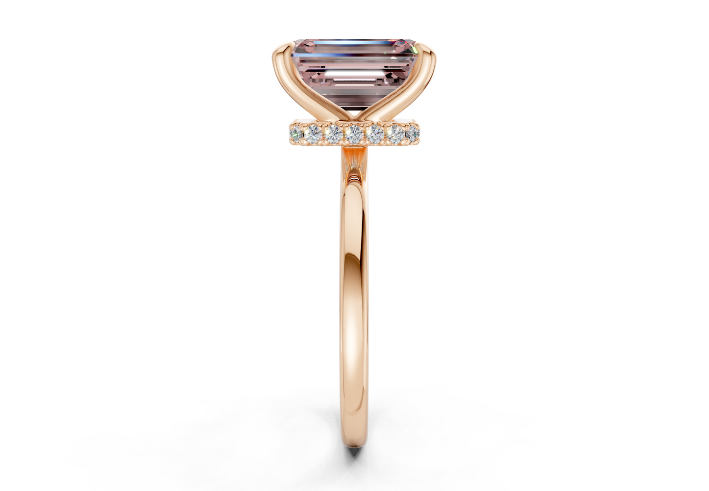 Seraphina Pink Diamond Solitaire Emerald Cut 1.8mm Engagement Ring