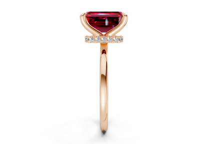 Seraphina Ruby Gemstone Solitaire Emerald Cut 1.8mm Engagement Ring