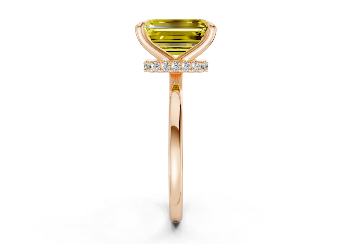 Seraphina Yellow Diamond Solitaire Emerald Cut 1.8mm Engagement Ring
