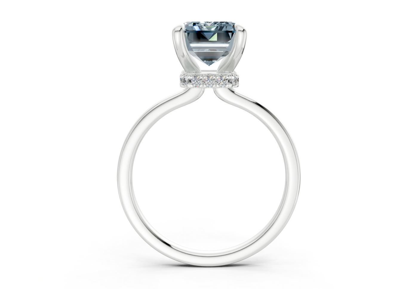 Seraphina Blue Diamond Solitaire Emerald Cut 1.8mm Engagement Ring