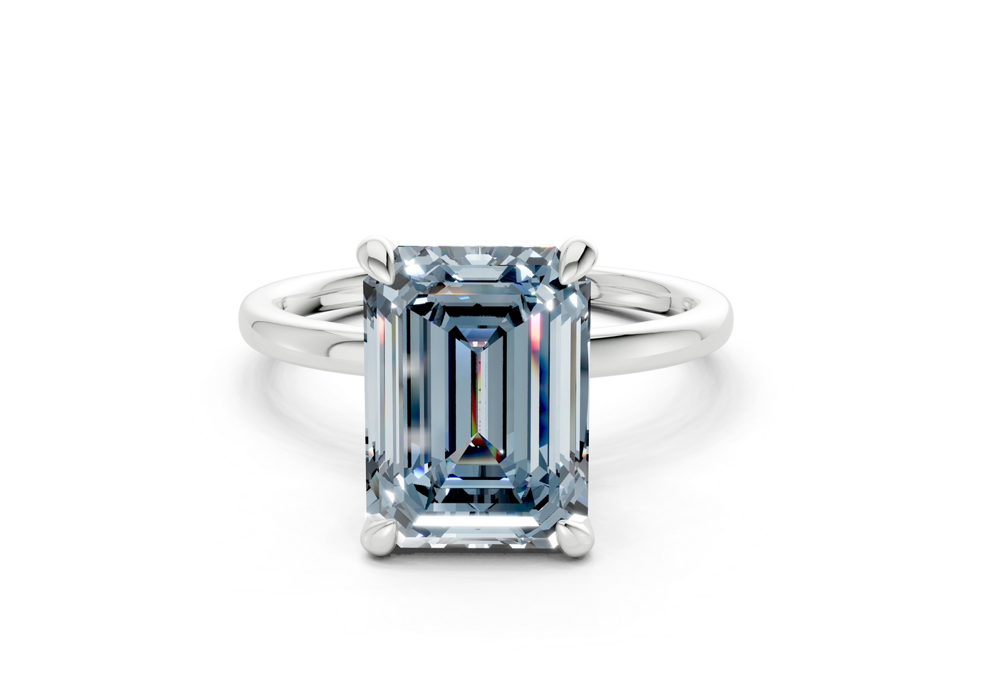 Seraphina Blue Diamond Solitaire Emerald Cut 1.8mm Engagement Ring