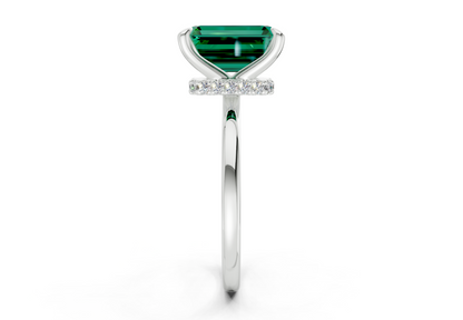 Seraphina Emerald Gemstone Solitaire Emerald Cut 1.8mm Engagement Ring