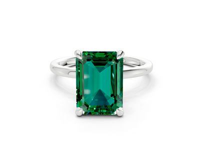 Seraphina Emerald Gemstone Solitaire Emerald Cut 1.8mm Engagement Ring