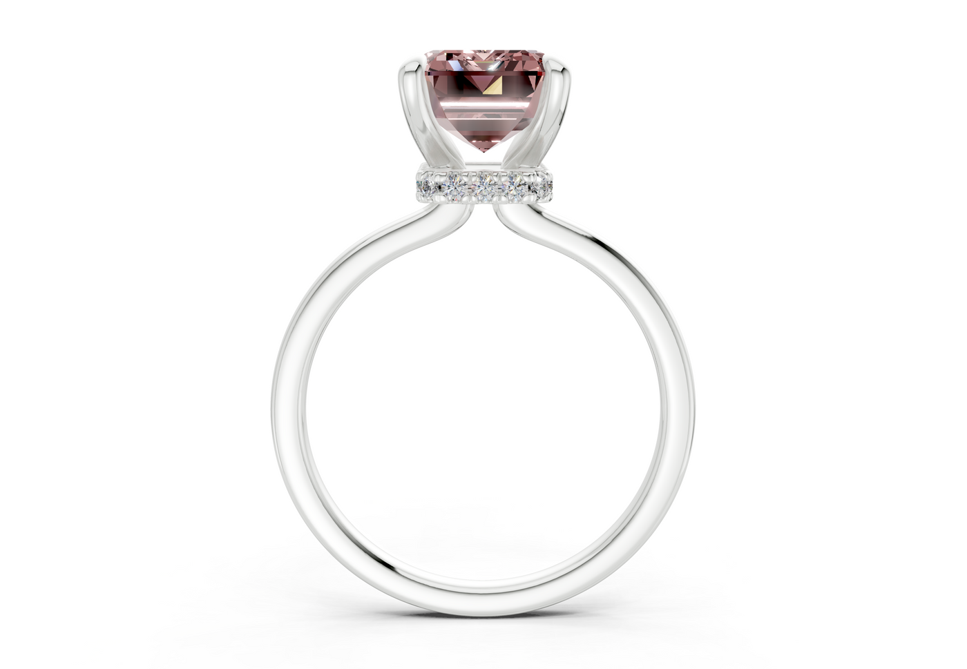 Seraphina Pink Diamond Solitaire Emerald Cut 1.8mm Engagement Ring