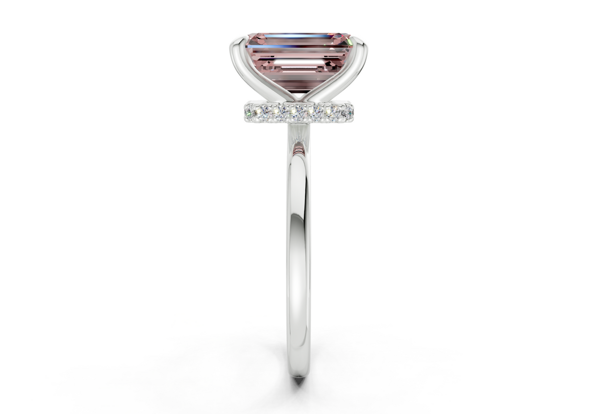 Seraphina Pink Diamond Solitaire Emerald Cut 1.8mm Engagement Ring