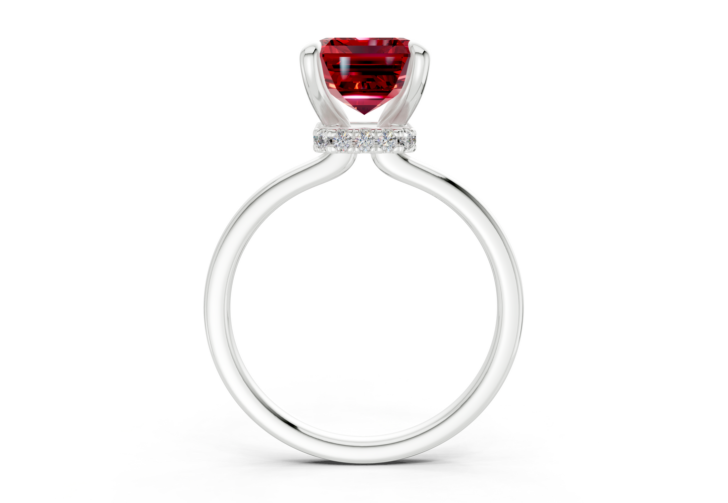 Seraphina Ruby Gemstone Solitaire Emerald Cut 1.8mm Engagement Ring