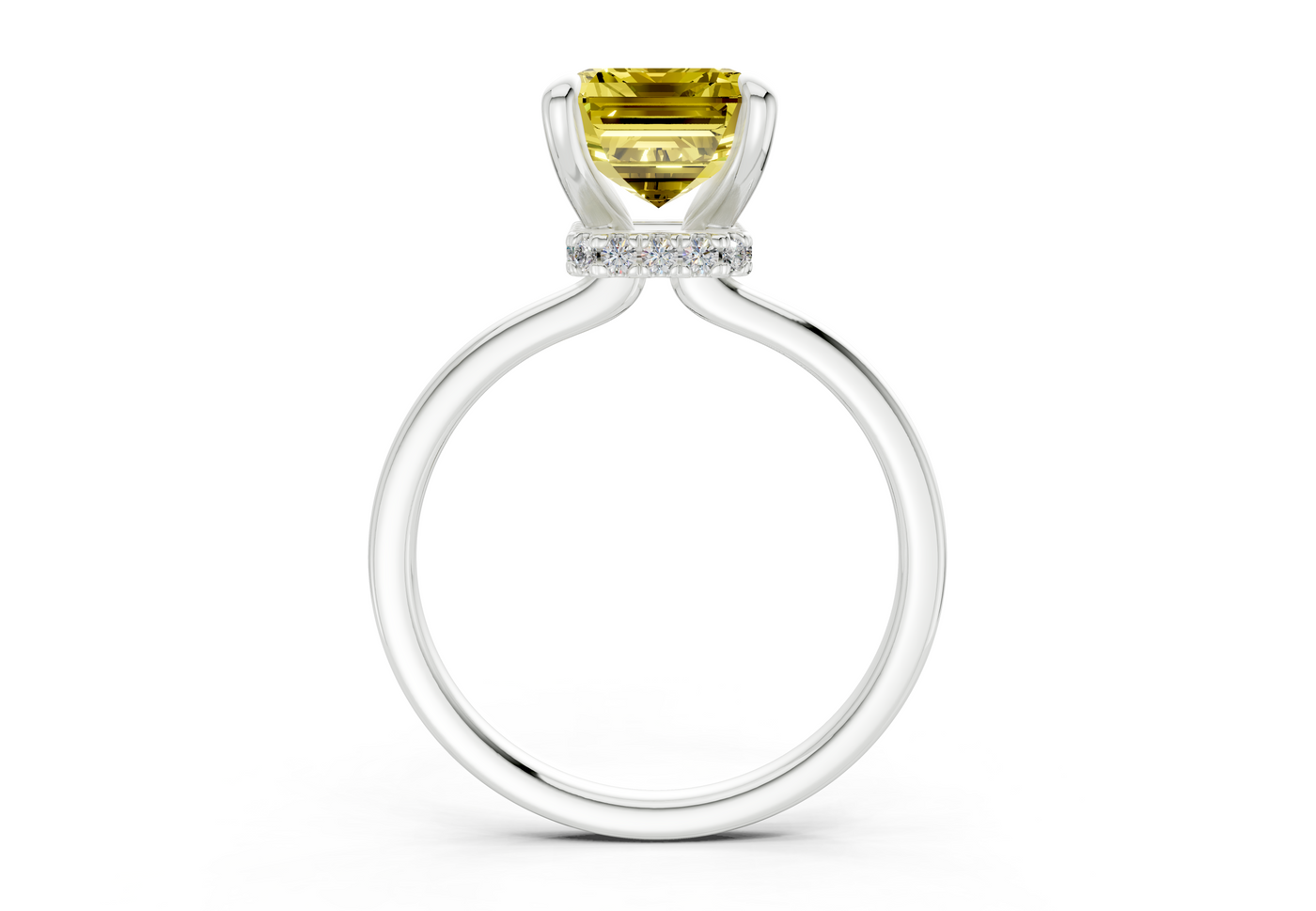 Seraphina Yellow Diamond Solitaire Emerald Cut 1.8mm Engagement Ring