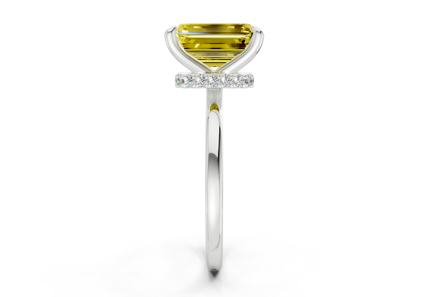 Seraphina Yellow Diamond Solitaire Emerald Cut 1.8mm Engagement Ring