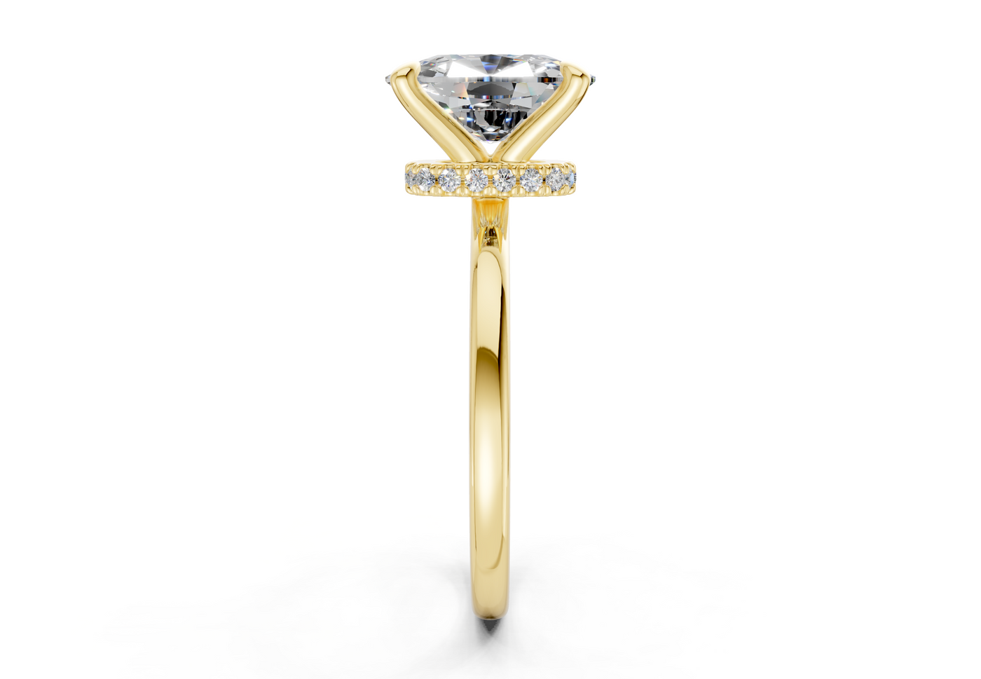 Seraphina Diamond Solitaire Elongated Cushion Cut 1.8mm Engagement Ring