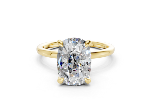 Seraphina Diamond Solitaire Elongated Cushion Cut 1.8mm Engagement Ring