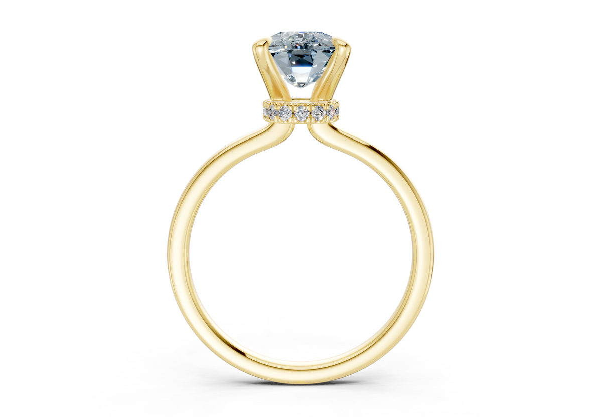 Seraphina Blue Diamond Solitaire Elongated Cushion Cut 1.8mm Engagement Ring
