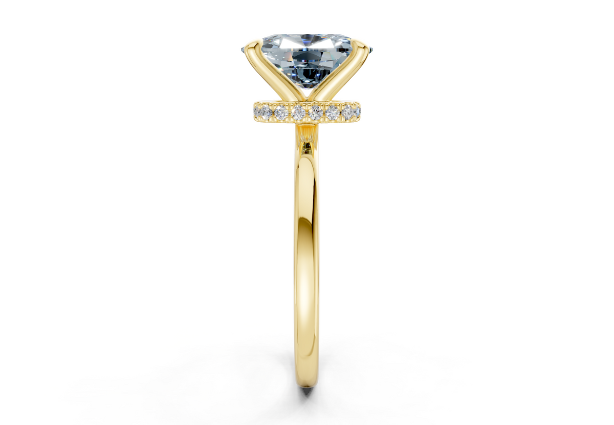 Seraphina Blue Diamond Solitaire Elongated Cushion Cut 1.8mm Engagement Ring