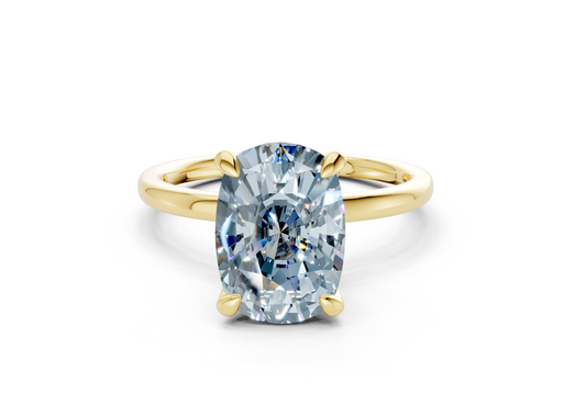 Seraphina Blue Diamond Solitaire Elongated Cushion Cut 1.8mm Engagement Ring