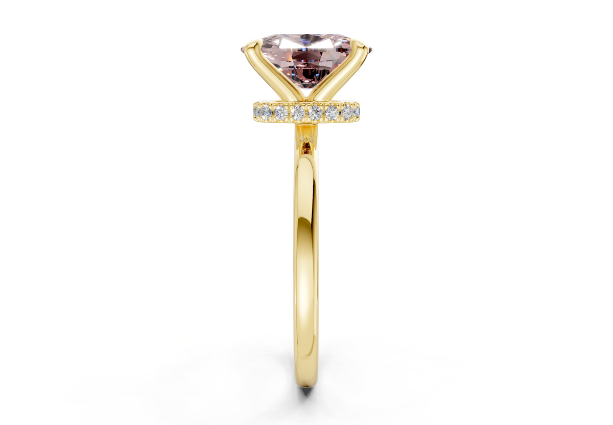 Seraphina Pink Diamond Solitaire Elongated Cushion Cut 1.8mm Engagement Ring