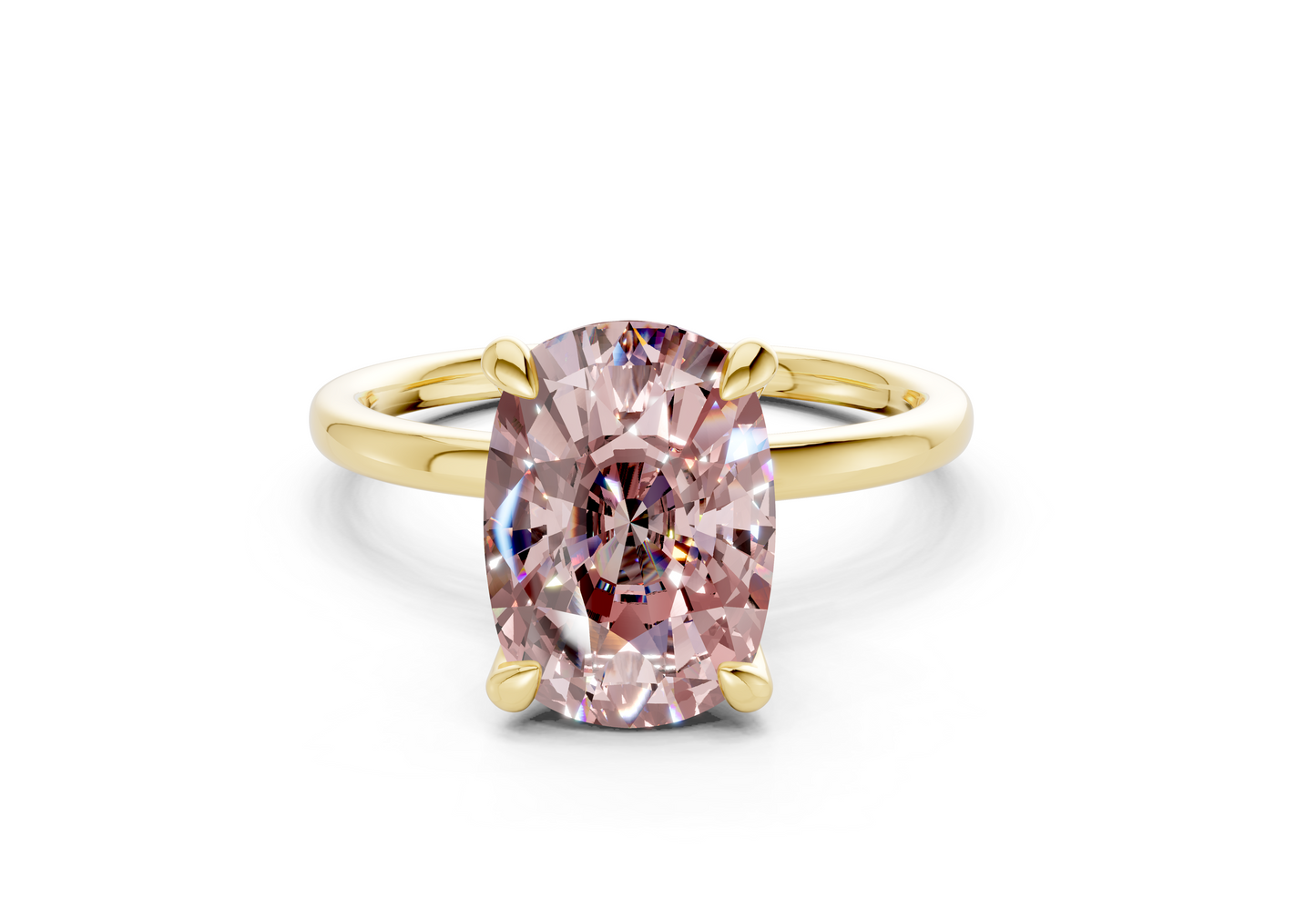 Seraphina Pink Diamond Solitaire Elongated Cushion Cut 1.8mm Engagement Ring