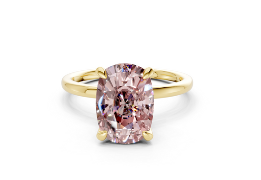 Seraphina Pink Diamond Solitaire Elongated Cushion Cut 1.8mm Engagement Ring