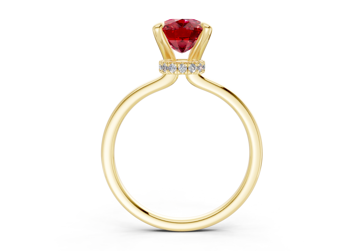 Seraphina Ruby Gemstone Solitaire Elongated Cushion Cut 1.8mm Engagement Ring