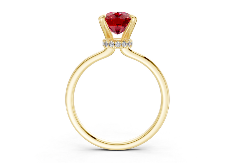 Seraphina Ruby Gemstone Solitaire Elongated Cushion Cut 1.8mm Engagement Ring