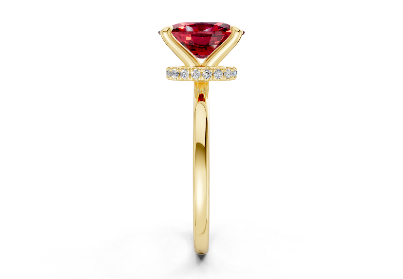 Seraphina Ruby Gemstone Solitaire Elongated Cushion Cut 1.8mm Engagement Ring