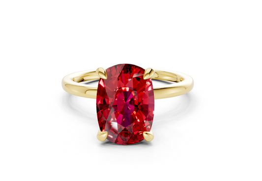 Seraphina Ruby Gemstone Solitaire Elongated Cushion Cut 1.8mm Engagement Ring