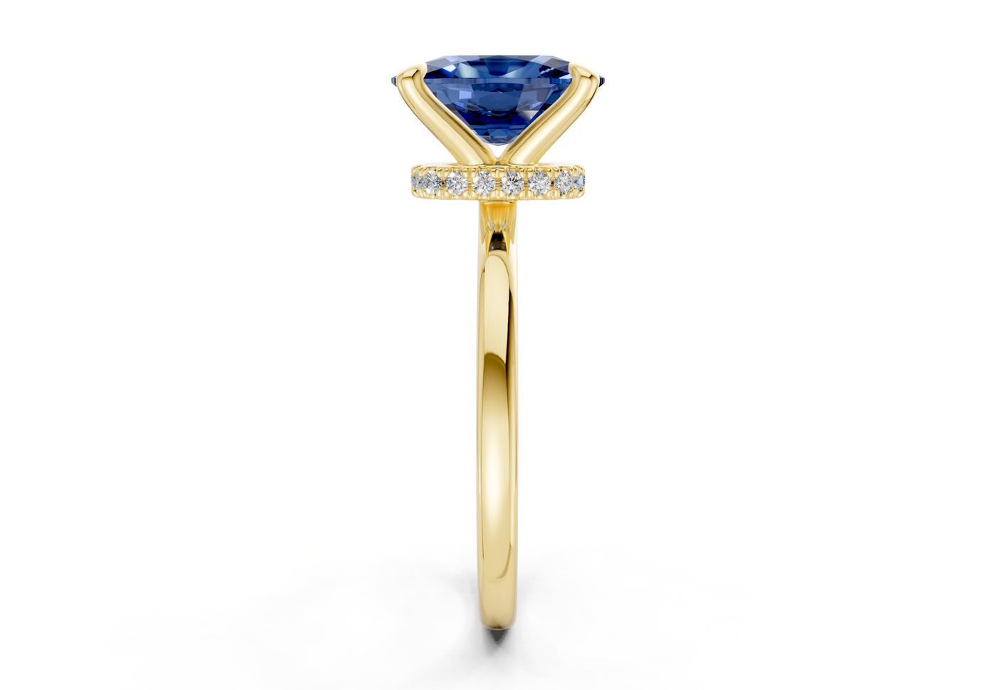 Seraphina Sapphire Gemstone Solitaire Elongated Cushion Cut 1.8mm Engagement Ring