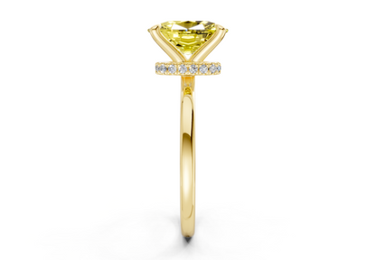 Seraphina Yellow Diamond Solitaire Elongated Cushion Cut 1.8mm Engagement Ring
