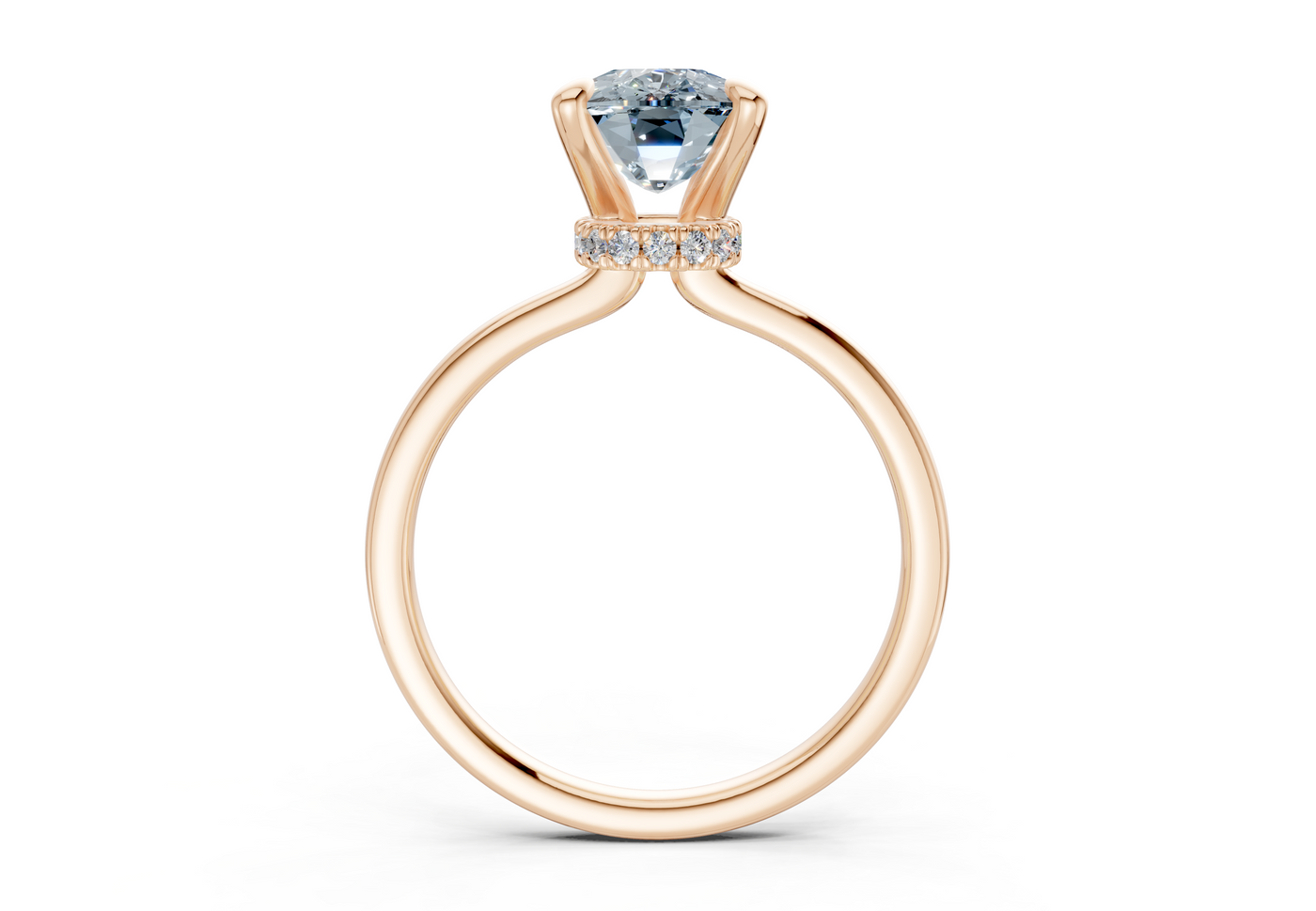 Seraphina Blue Diamond Solitaire Elongated Cushion Cut 1.8mm Engagement Ring