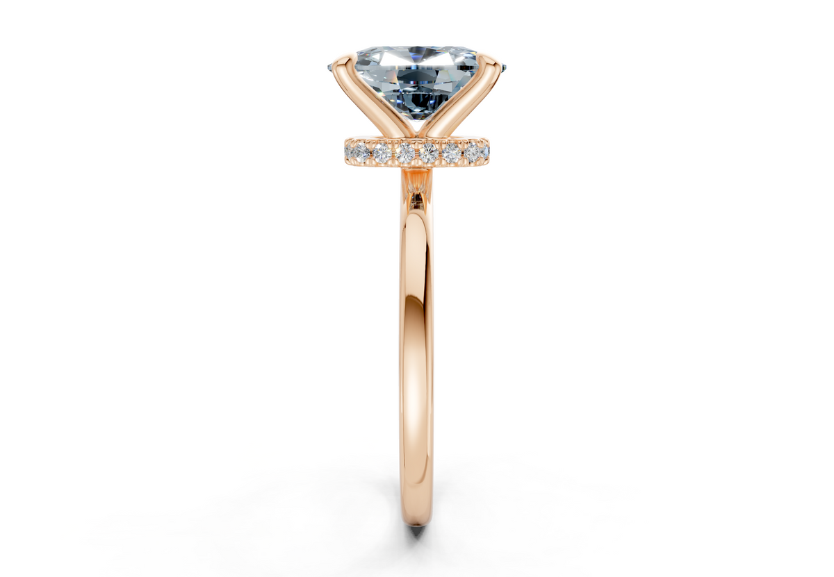 Seraphina Blue Diamond Solitaire Elongated Cushion Cut 1.8mm Engagement Ring