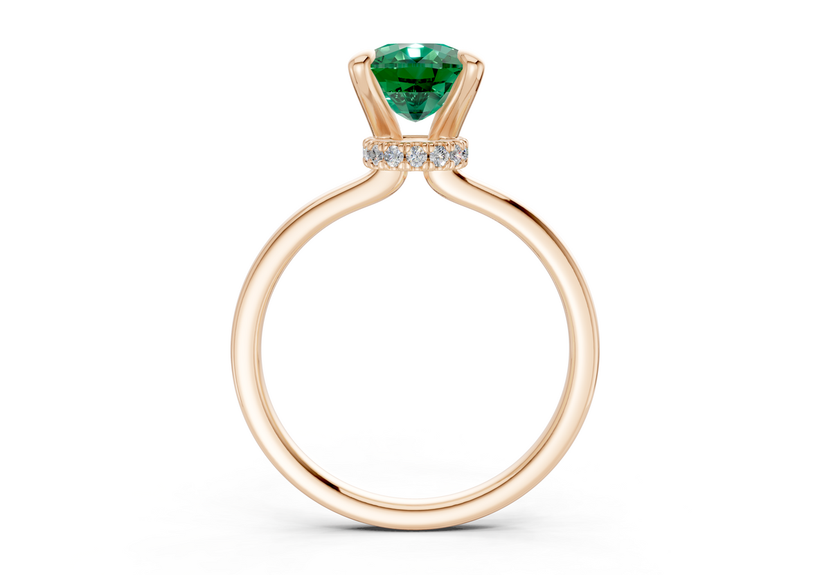Seraphina Emerald Gemstone Solitaire Elongated Cushion Cut 1.8mm Engagement Ring