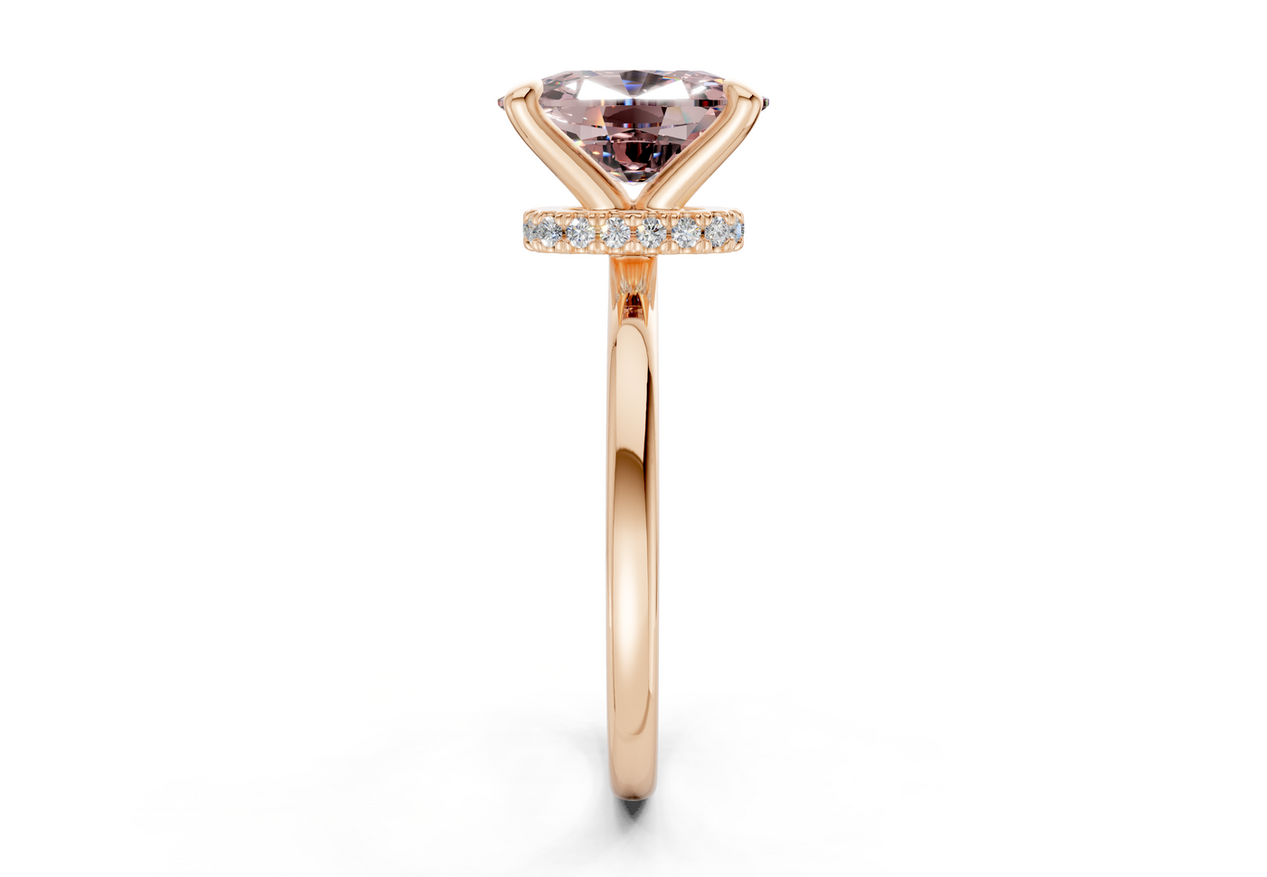 Seraphina Pink Diamond Solitaire Elongated Cushion Cut 1.8mm Engagement Ring