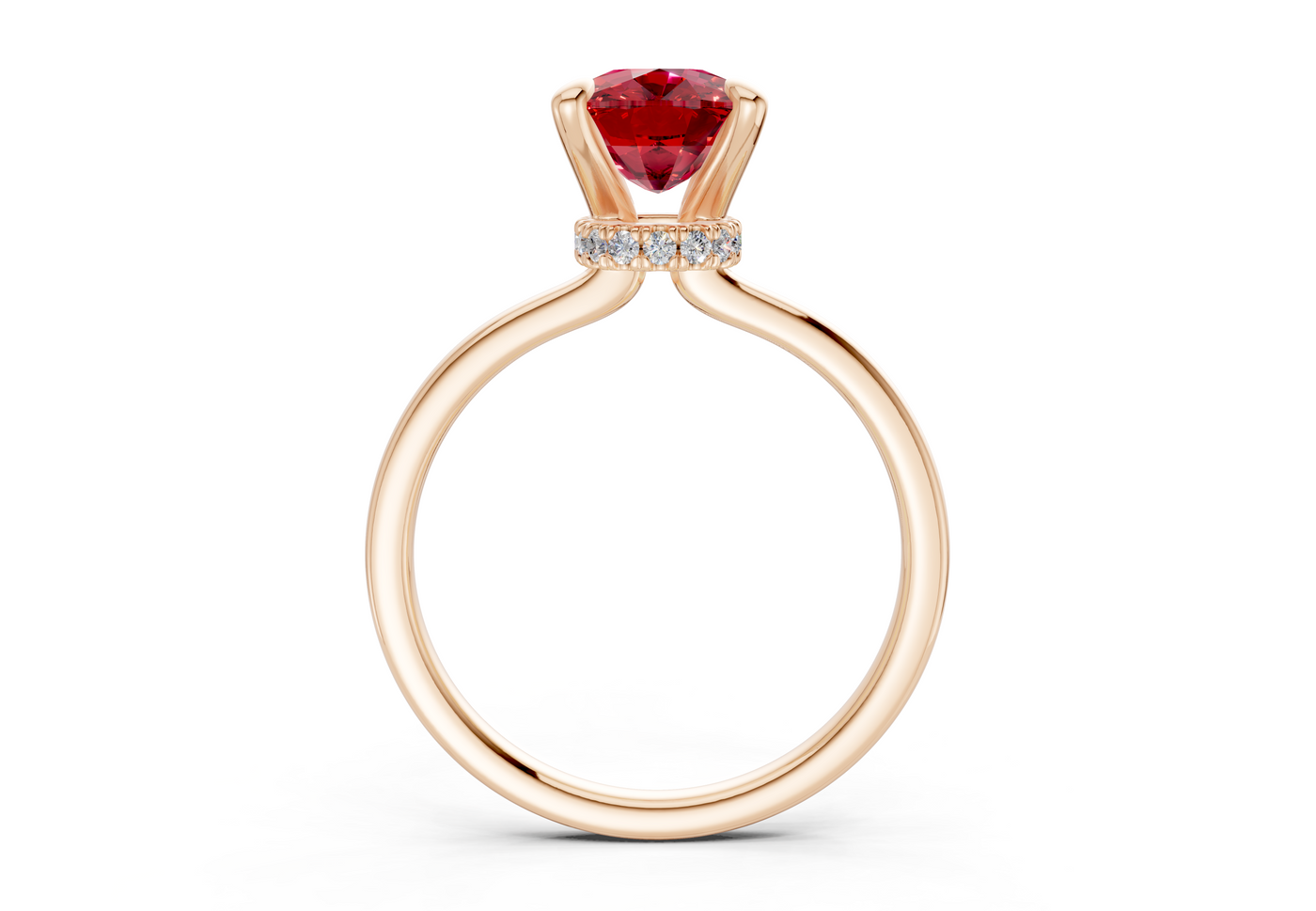 Seraphina Ruby Gemstone Solitaire Elongated Cushion Cut 1.8mm Engagement Ring
