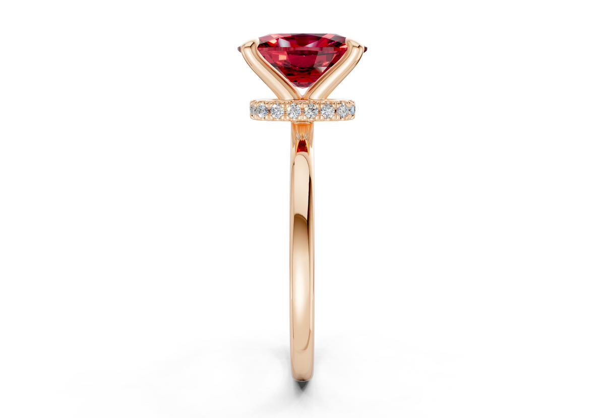 Seraphina Ruby Gemstone Solitaire Elongated Cushion Cut 1.8mm Engagement Ring