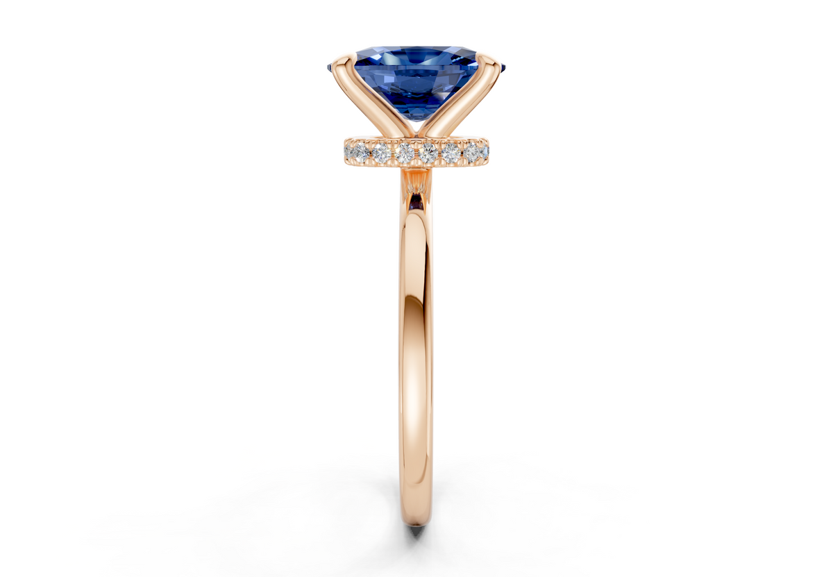 Seraphina Sapphire Gemstone Solitaire Elongated Cushion Cut 1.8mm Engagement Ring