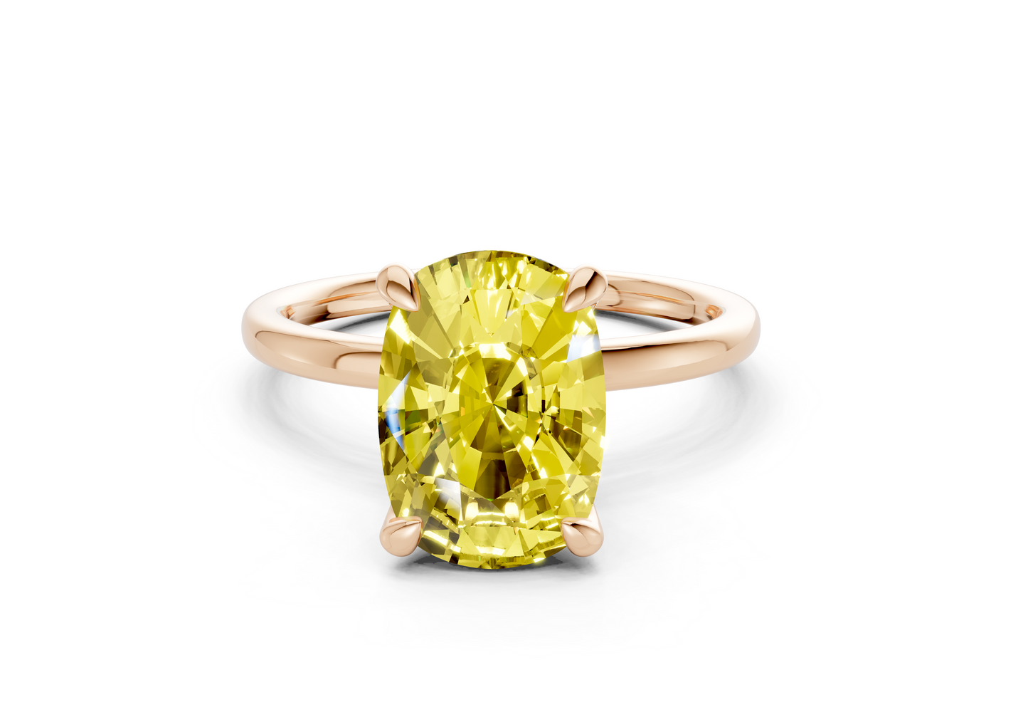 Seraphina Yellow Diamond Solitaire Elongated Cushion Cut 1.8mm Engagement Ring