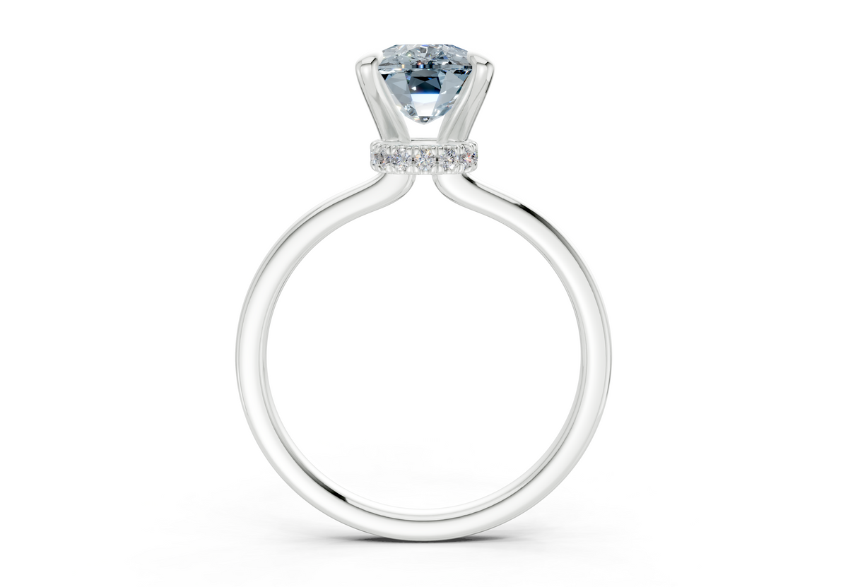 Seraphina Blue Diamond Solitaire Elongated Cushion Cut 1.8mm Engagement Ring