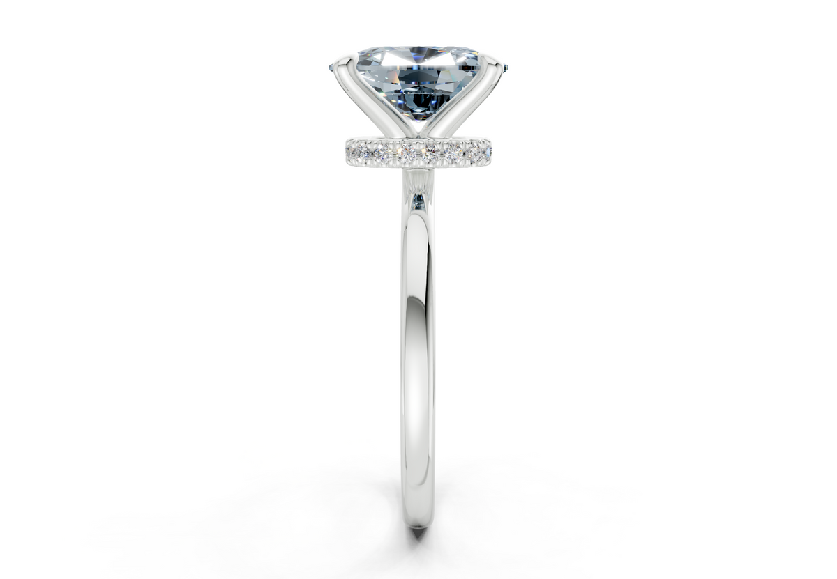 Seraphina Blue Diamond Solitaire Elongated Cushion Cut 1.8mm Engagement Ring