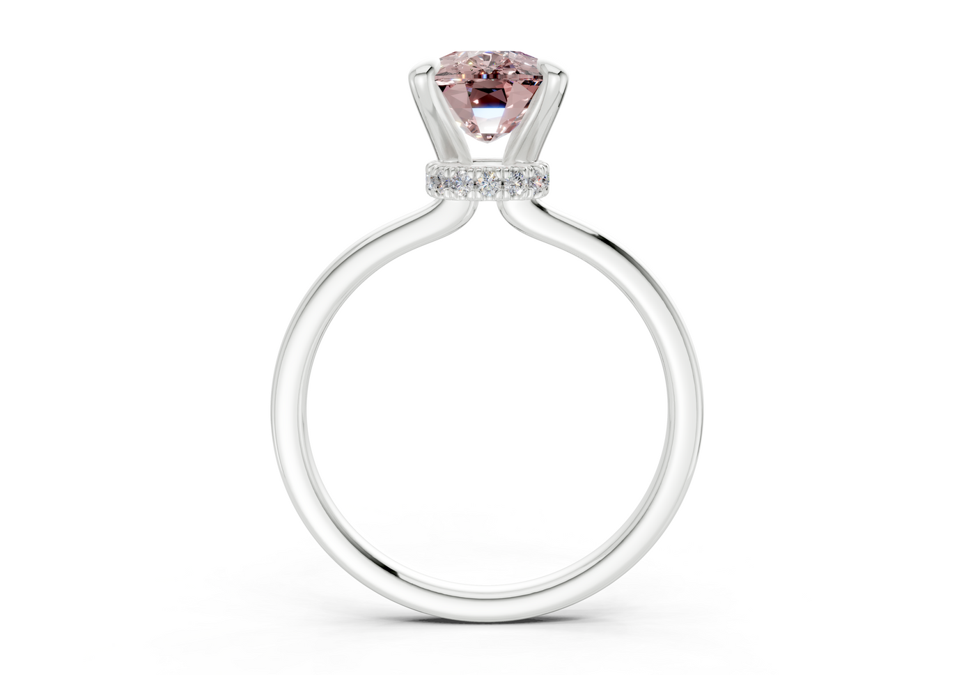 Seraphina Pink Diamond Solitaire Elongated Cushion Cut 1.8mm Engagement Ring