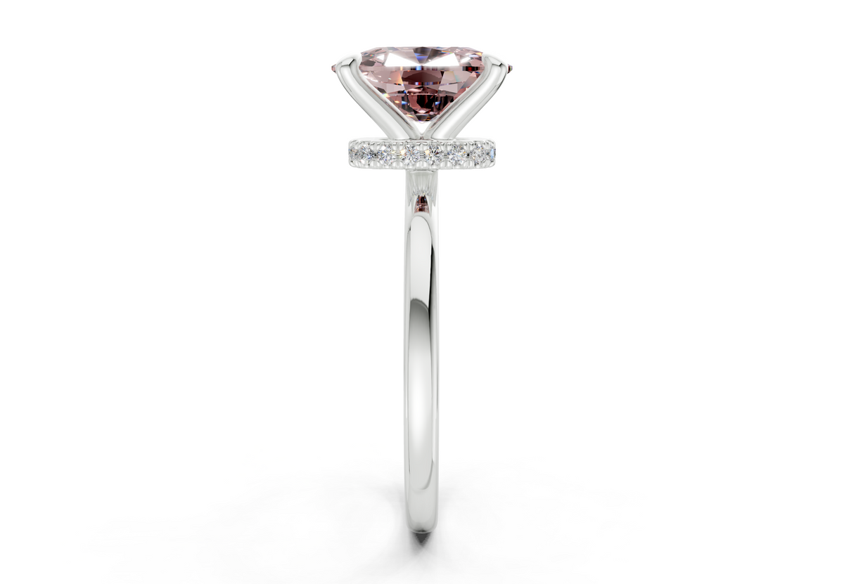 Seraphina Pink Diamond Solitaire Elongated Cushion Cut 1.8mm Engagement Ring