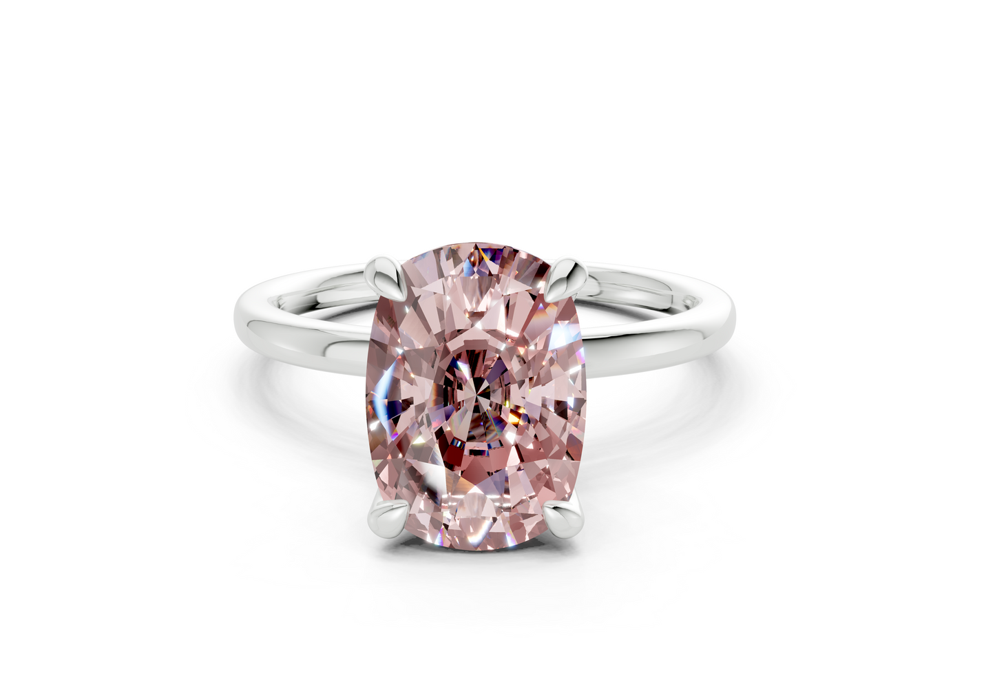 Seraphina Pink Diamond Solitaire Elongated Cushion Cut 1.8mm Engagement Ring