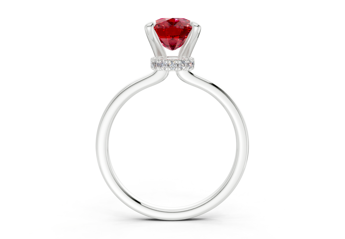 Seraphina Ruby Gemstone Solitaire Elongated Cushion Cut 1.8mm Engagement Ring