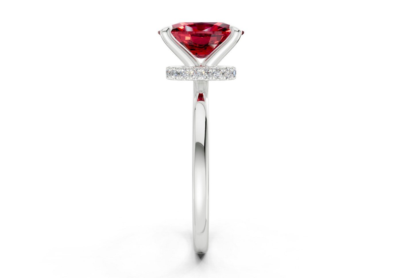 Seraphina Ruby Gemstone Solitaire Elongated Cushion Cut 1.8mm Engagement Ring